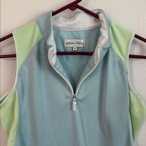 Sport Haley Sleeveless Blue and Green Women's Top, Size M